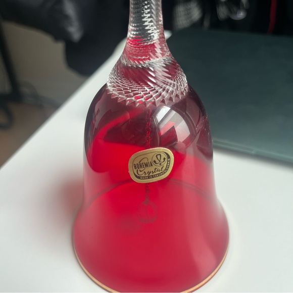 Vintage Ruby Red & Clear Wine Bell - Bohemia Crystal Made in Czechoslovakia - Picture 3 of 5